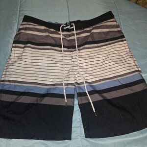 Goodfellow Sstripped Lined Swim Trunks Sz L Beach Ready Cruise Drawstring #137